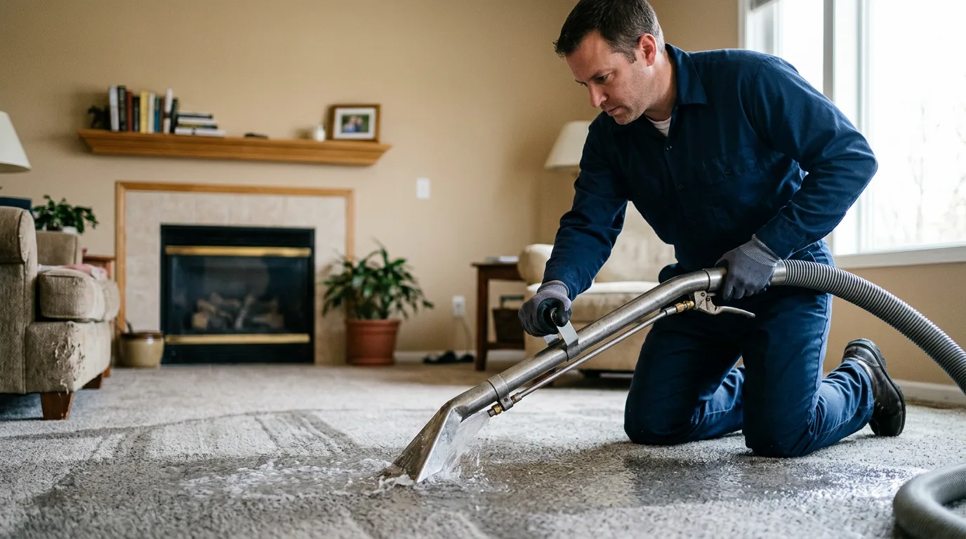 Water damage restoration technician working near Rose Hill, IA